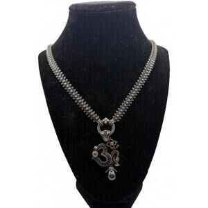 Barbara Bixby Sterling Silver Necklace & Quartz Enhancer 18K Gold Accents 70.8g